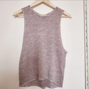 SOLD- TOPSHOP GREY LIGHT PINK KNITTED MUSCLE TEE SIZE 6